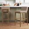 image:imageNathan James Gracie Modern Upholstered Bar Chair Wooden Bar Stool for Kitchen Island with Faux Leather Upholstery Light Brown Set of 2Medium BrownBeige