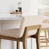 image:imageNathan James Gracie Modern Upholstered Bar Chair Wooden Bar Stool for Kitchen Island with Faux Leather Upholstery Light Brown Set of 2Medium BrownBeige
