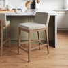 image:imageNathan James Gracie Modern Upholstered Bar Chair Wooden Bar Stool for Kitchen Island with Faux Leather Upholstery Light Brown Set of 2Medium BrownBeige