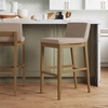 image:imageNathan James Gracie Modern Upholstered Bar Chair Wooden Bar Stool for Kitchen Island with Faux Leather Upholstery Light Brown Set of 2Medium BrownBeige