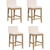 image:imageNathan James Gracie Modern Upholstered Bar Chair Wooden Bar Stool for Kitchen Island with Faux Leather Upholstery Light Brown Set of 2Medium BrownBeige