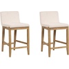 image:imageNathan James Gracie Modern Upholstered Bar Chair Wooden Bar Stool for Kitchen Island with Faux Leather Upholstery Light Brown Set of 2Medium BrownBeige