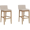 image:imageNathan James Gracie Modern Upholstered Bar Chair Wooden Bar Stool for Kitchen Island with Faux Leather Upholstery Light Brown Set of 2Medium BrownBeige