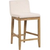 image:imageNathan James Gracie Modern Upholstered Bar Chair Wooden Bar Stool for Kitchen Island with Faux Leather Upholstery Light Brown Set of 2Medium BrownBeige