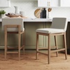 image:imageNathan James Gracie Modern Upholstered Bar Chair Wooden Bar Stool for Kitchen Island with Faux Leather Upholstery Light Brown Set of 2Medium BrownBeige
