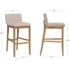 image:imageNathan James Gracie Modern Upholstered Bar Chair Wooden Bar Stool for Kitchen Island with Faux Leather Upholstery Light Brown Set of 2Medium BrownBeige