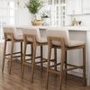 image:imageNathan James Gracie Modern Upholstered Bar Chair Wooden Bar Stool for Kitchen Island with Faux Leather Upholstery Light Brown Set of 2Medium BrownBeige