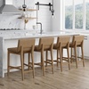 image:imageNathan James Gracie Modern Upholstered Bar Chair Wooden Bar Stool for Kitchen Island with Faux Leather Upholstery Light Brown Set of 2Medium BrownLight Brown