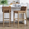 image:imageNathan James Gracie Modern Upholstered Bar Chair Wooden Bar Stool for Kitchen Island with Faux Leather Upholstery Light Brown Set of 2Medium BrownLight Brown