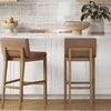 image:imageNathan James Gracie Modern Upholstered Bar Chair Wooden Bar Stool for Kitchen Island with Faux Leather Upholstery Light Brown Set of 2Medium BrownLight Brown