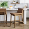 image:imageNathan James Gracie Modern Upholstered Bar Chair Wooden Bar Stool for Kitchen Island with Faux Leather Upholstery Light Brown Set of 2Medium BrownLight Brown