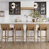 image:imageNathan James Gracie Modern Upholstered Bar Chair Wooden Bar Stool for Kitchen Island with Faux Leather Upholstery Light Brown Set of 2Medium BrownLight Brown