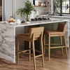 image:imageNathan James Gracie Modern Upholstered Bar Chair Wooden Bar Stool for Kitchen Island with Faux Leather Upholstery Light Brown Set of 2Medium BrownLight Brown