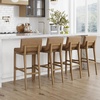 image:imageNathan James Gracie Modern Upholstered Bar Chair Wooden Bar Stool for Kitchen Island with Faux Leather Upholstery Light Brown Set of 2Medium BrownLight Brown