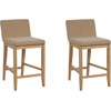 image:imageNathan James Gracie Modern Upholstered Bar Chair Wooden Bar Stool for Kitchen Island with Faux Leather Upholstery Light Brown Set of 2Medium BrownLight Brown