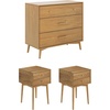 image:imageNathan James Harper Mid Century Modern Set Solid Wood Living Room Storage with 2 Nightstands Solid Wood Legs and Metal Drawer Pulls AcaciaBlackAcacia