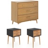 image:imageNathan James Harper Mid Century Modern Set Solid Wood Living Room Storage with 2 Nightstands Solid Wood Legs and Metal Drawer Pulls AcaciaBlackAcaciaBlack