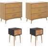 image:imageNathan James Harper Mid Century Modern Set Solid Wood Living Room Storage with 2 Nightstands Solid Wood Legs and Metal Drawer Pulls AcaciaBlackAcaciaBlack