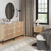 image:imageNathan James Harper Mid Century Modern Set Solid Wood Living Room Storage with 2 Nightstands Solid Wood Legs and Metal Drawer Pulls AcaciaBlackLight BrownRattan