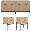 image:imageNathan James Harper Mid Century Modern Set Solid Wood Living Room Storage with 2 Nightstands Solid Wood Legs and Metal Drawer Pulls AcaciaBlackLight BrownRattan