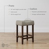 image:imageNathan James Harvey Rattan Bar Stool Bohemian Counter Height Stool with Woven Seagrass Seat Solid Wood Legs and Metal Footrest SeagrassBrushed Gray Set of 4GrayDark Brown