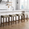 image:imageNathan James Harvey Rattan Bar Stool Bohemian Counter Height Stool with Woven Seagrass Seat Solid Wood Legs and Metal Footrest SeagrassBrushed Gray Set of 4BeigeLight Brown