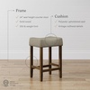 image:imageNathan James Harvey Rattan Bar Stool Bohemian Counter Height Stool with Woven Seagrass Seat Solid Wood Legs and Metal Footrest SeagrassBrushed Gray Set of 4BeigeLight Brown