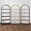 image:imageNathan James Haven Etagere Bookshelf 5Shelf Bookcase in Nutmeg Wood and Black Metal Frame with Arch Top and Open Shelves NutmegBlackBlack