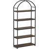 image:imageNathan James Haven Etagere Bookshelf 5Shelf Bookcase in Nutmeg Wood and Black Metal Frame with Arch Top and Open Shelves NutmegBlackBlack