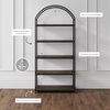 image:imageNathan James Haven Etagere Bookshelf 5Shelf Bookcase in Nutmeg Wood and Black Metal Frame with Arch Top and Open Shelves NutmegBlackBlack