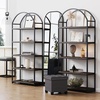 image:imageNathan James Haven Etagere Bookshelf 5Shelf Bookcase in Nutmeg Wood and Black Metal Frame with Arch Top and Open Shelves NutmegBlackBlack
