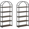 image:imageNathan James Haven Etagere Bookshelf 5Shelf Bookcase in Nutmeg Wood and Black Metal Frame with Arch Top and Open Shelves NutmegBlackBlack