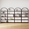 image:imageNathan James Haven Etagere Bookshelf 5Shelf Bookcase in Nutmeg Wood and Black Metal Frame with Arch Top and Open Shelves NutmegBlackBlack