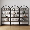 image:imageNathan James Haven Etagere Bookshelf 5Shelf Bookcase in Nutmeg Wood and Black Metal Frame with Arch Top and Open Shelves NutmegBlackBlack
