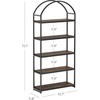 image:imageNathan James Haven Etagere Bookshelf 5Shelf Bookcase in Nutmeg Wood and Black Metal Frame with Arch Top and Open Shelves NutmegBlackBlack
