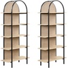 image:imageNathan James Haven Etagere Bookshelf 5Shelf Bookcase in Nutmeg Wood and Black Metal Frame with Arch Top and Open Shelves NutmegBlackLight OakMatte Black