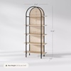 image:imageNathan James Haven Etagere Bookshelf 5Shelf Bookcase in Nutmeg Wood and Black Metal Frame with Arch Top and Open Shelves NutmegBlackLight OakMatte Black