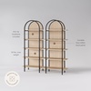 image:imageNathan James Haven Etagere Bookshelf 5Shelf Bookcase in Nutmeg Wood and Black Metal Frame with Arch Top and Open Shelves NutmegBlackLight OakMatte Black