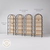 image:imageNathan James Haven Etagere Bookshelf 5Shelf Bookcase in Nutmeg Wood and Black Metal Frame with Arch Top and Open Shelves NutmegBlackLight OakMatte Black