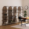 image:imageNathan James Haven Etagere Bookshelf 5Shelf Bookcase in Nutmeg Wood and Black Metal Frame with Arch Top and Open Shelves NutmegBlackLight OakMatte Black