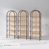image:imageNathan James Haven Etagere Bookshelf 5Shelf Bookcase in Nutmeg Wood and Black Metal Frame with Arch Top and Open Shelves NutmegBlackLight OakMatte Black