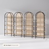 image:imageNathan James Haven Etagere Bookshelf 5Shelf Bookcase in Nutmeg Wood and Black Metal Frame with Arch Top and Open Shelves NutmegBlackLight OakMatte Black