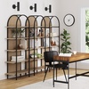 image:imageNathan James Haven Etagere Bookshelf 5Shelf Bookcase in Nutmeg Wood and Black Metal Frame with Arch Top and Open Shelves NutmegBlackLight OakMatte Black