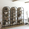 image:imageNathan James Haven Etagere Bookshelf 5Shelf Bookcase in Nutmeg Wood and Black Metal Frame with Arch Top and Open Shelves NutmegBlackLight OakMatte Black