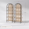 image:imageNathan James Haven Etagere Bookshelf 5Shelf Bookcase in Nutmeg Wood and Black Metal Frame with Arch Top and Open Shelves NutmegBlackLight OakMatte Black