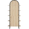 image:imageNathan James Haven Etagere Bookshelf 5Shelf Bookcase in Nutmeg Wood and Black Metal Frame with Arch Top and Open Shelves NutmegBlackLight OakMatte Black