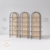 image:imageNathan James Haven Etagere Bookshelf 5Shelf Bookcase in Nutmeg Wood and Black Metal Frame with Arch Top and Open Shelves NutmegBlackLight OakMatte Black