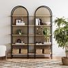 image:imageNathan James Haven Etagere Bookshelf 5Shelf Bookcase in Nutmeg Wood and Black Metal Frame with Arch Top and Open Shelves NutmegBlackLight OakMatte Black
