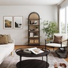 image:imageNathan James Haven Etagere Bookshelf 5Shelf Bookcase in Nutmeg Wood and Black Metal Frame with Arch Top and Open Shelves NutmegBlackLight OakMatte Black