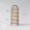 image:imageNathan James Haven Etagere Bookshelf 5Shelf Bookcase in Nutmeg Wood and Black Metal Frame with Arch Top and Open Shelves NutmegBlackLight OakMatte Black